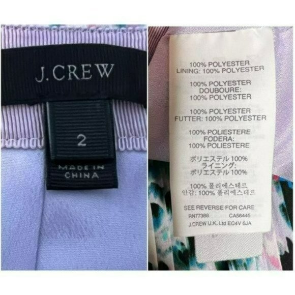 J. Crew Multicolor Watercolor Floral 2 Tier Zip Pleated Casual Mini Skirt Size 2 - Picture 3 of 10